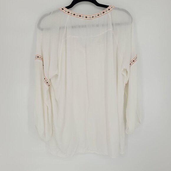 Tantrums womens XL white floral embroidered boho laganlook peasant long sleeve - Picture 9 of 10